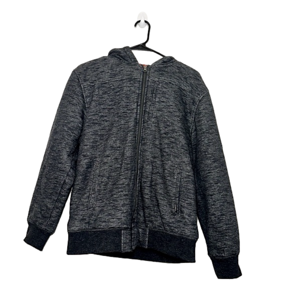 O’Neill Dark Gray Heavy Zip-Up Hooded Jacket with Plush Red Lining